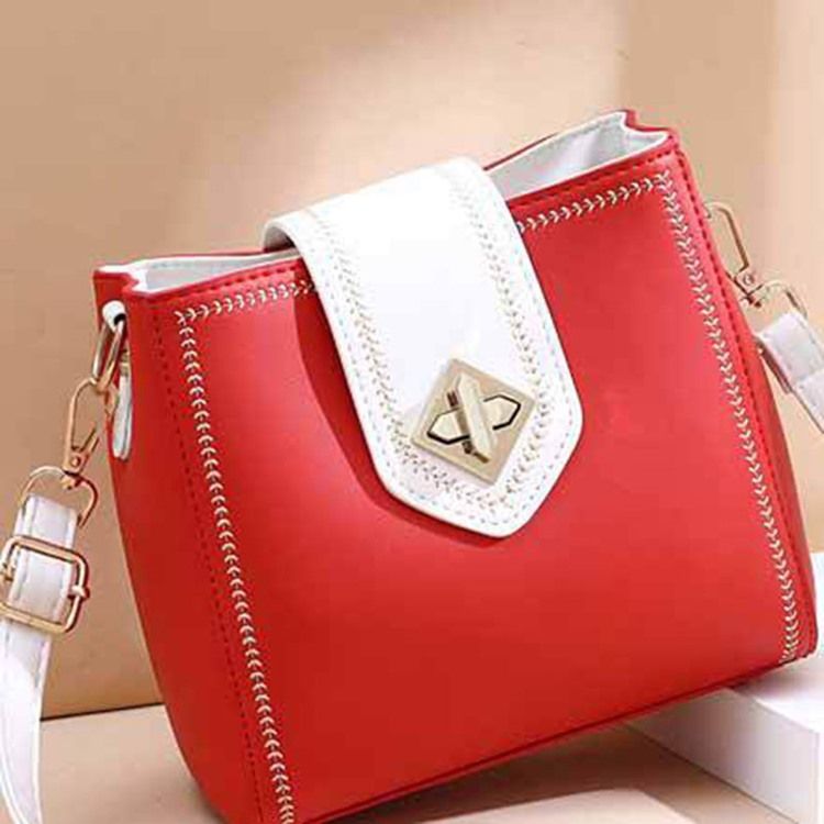 Pu Vanlig Tråd Rektangel Casual Crossbody-Väskor