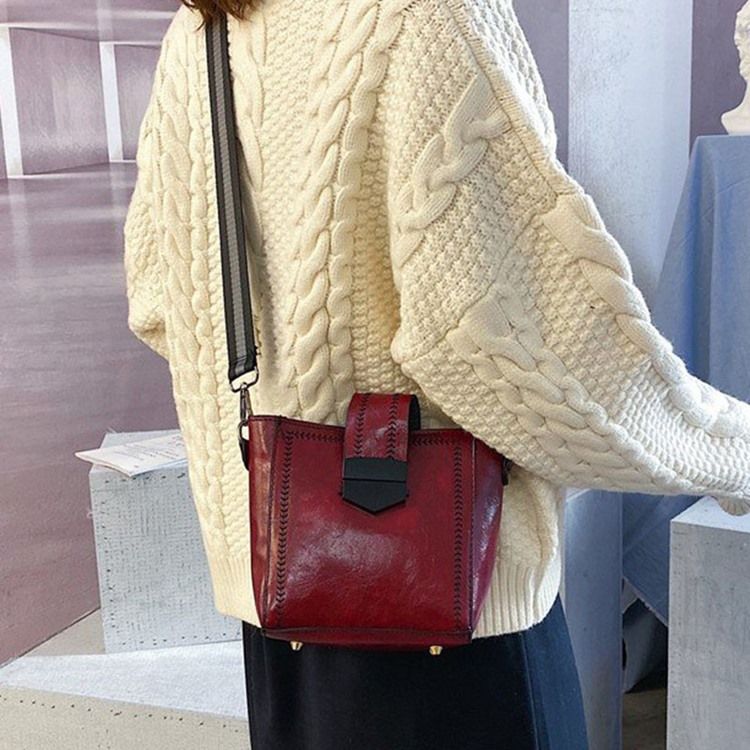 Pu Vanlig Tråd Rektangel Crossbody-Väskor För Kvinnor