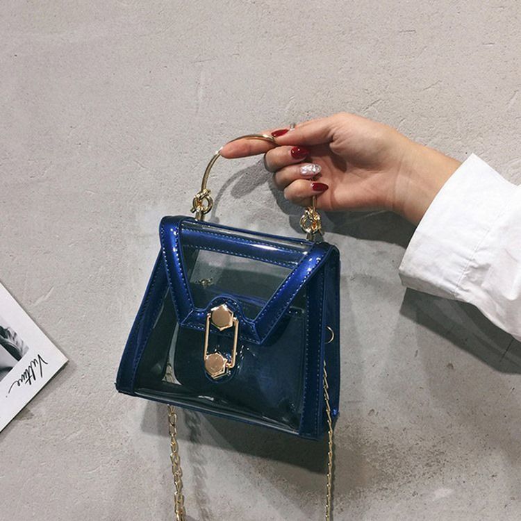 Pvc Kedja Plain Flap Crossbody-Väskor