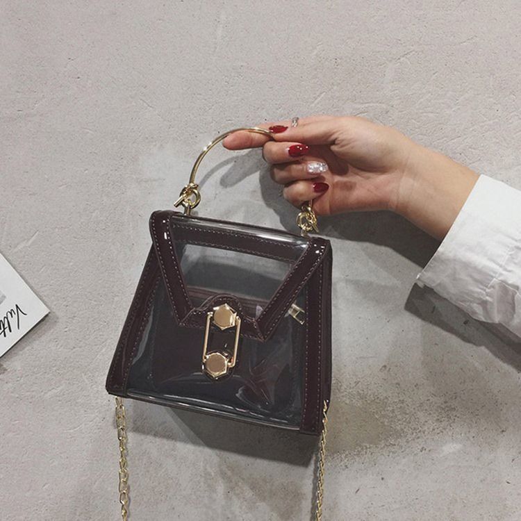 Pvc Kedja Plain Flap Crossbody-Väskor