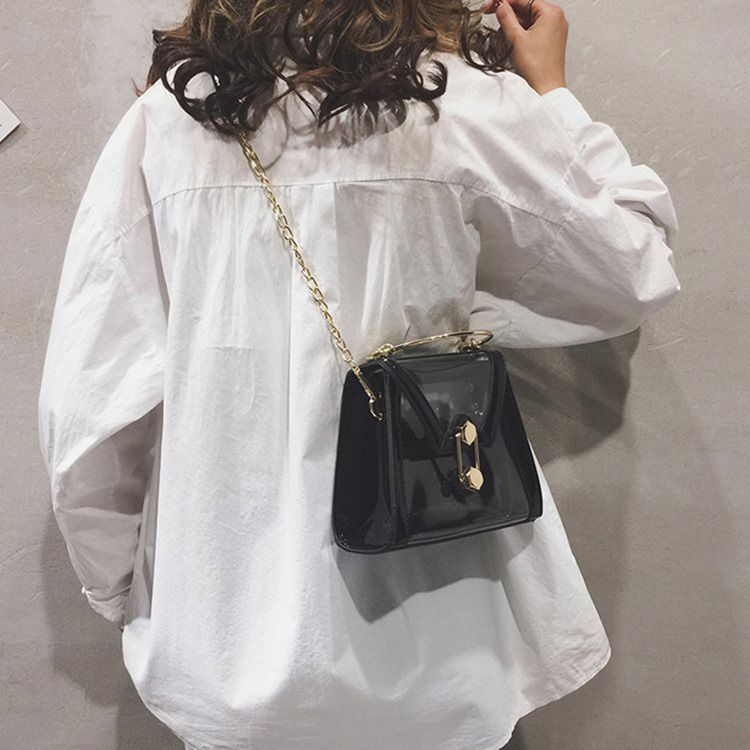 Pvc Kedja Plain Flap Crossbody-Väskor