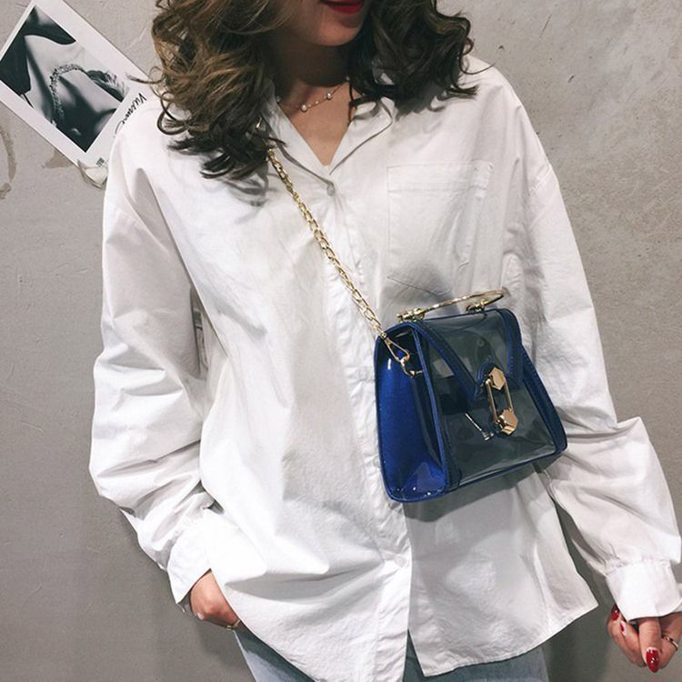 Pvc Kedja Plain Flap Crossbody-Väskor