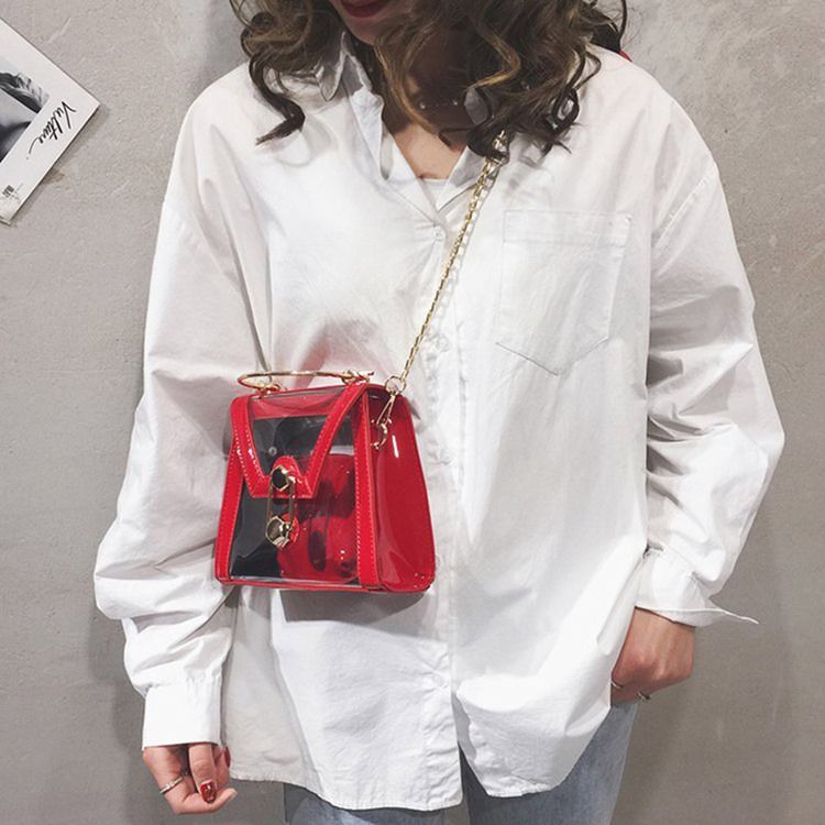Pvc Kedja Plain Flap Crossbody-Väskor