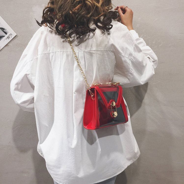 Pvc Kedja Plain Flap Crossbody-Väskor