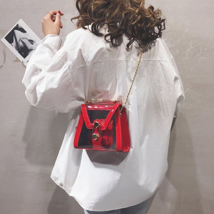 Pvc Kedja Plain Flap Crossbody-Väskor