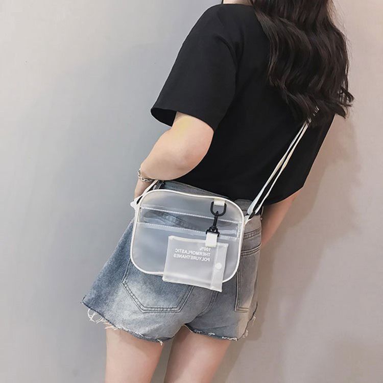 Pvc Plain Thread Flap Crossbody-Väskor