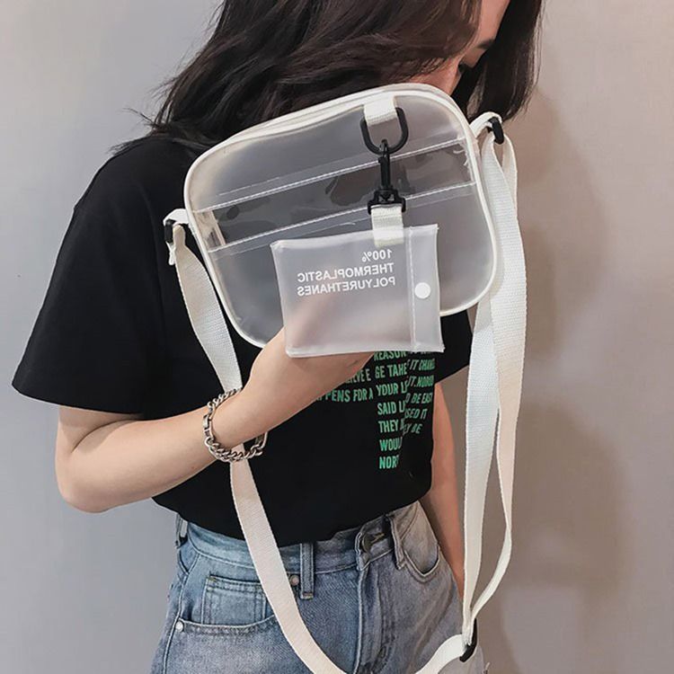 Pvc Plain Thread Flap Crossbody-Väskor