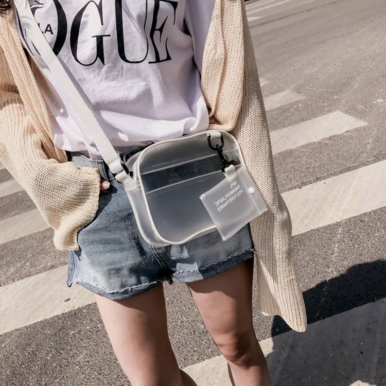 Pvc Plain Thread Flap Crossbody-Väskor