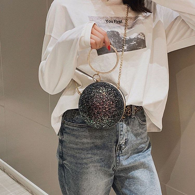 Rhinestone Runda Tygpåsar Med Paljetter