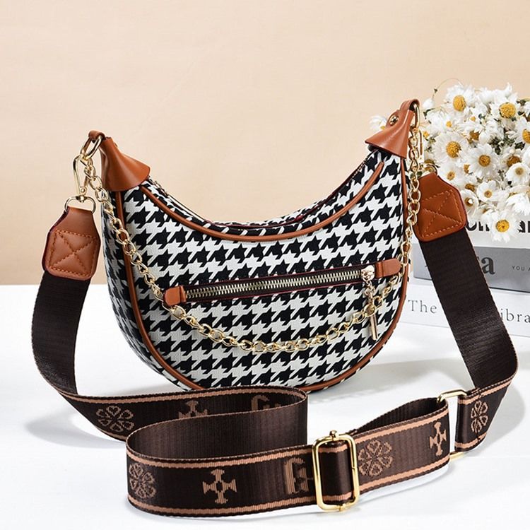 Rutig Pu-Tråd Hobos Crossbody-Väskor