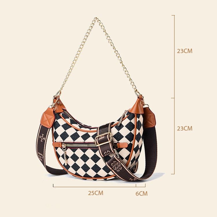 Rutig Pu-Tråd Hobos Crossbody-Väskor