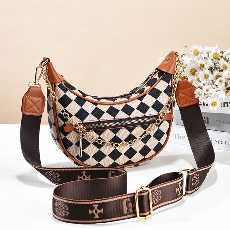 Rutig Pu-Tråd Hobos Crossbody-Väskor