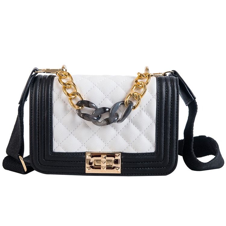 Rutiga Pu-Trådiga Fyrkantiga Crossbody-Väskor
