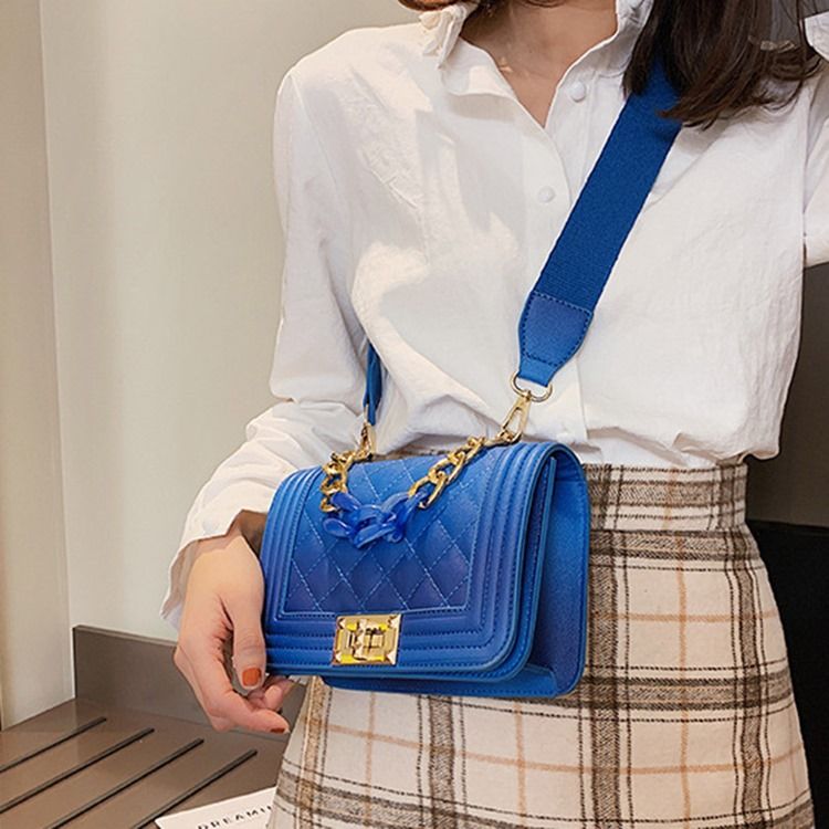 Rutiga Pu-Trådiga Fyrkantiga Crossbody-Väskor