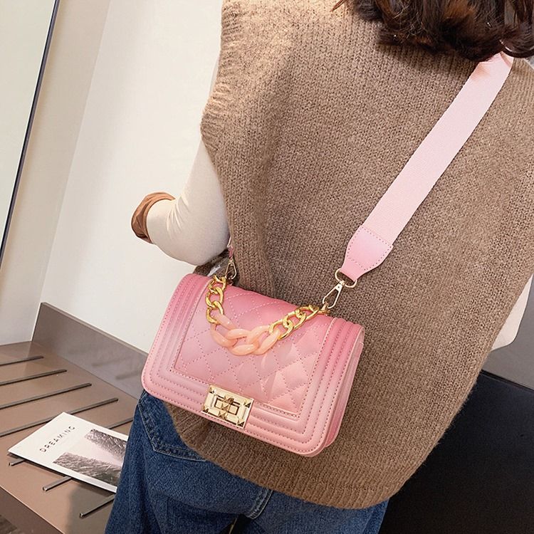 Rutiga Pu-Trådiga Fyrkantiga Crossbody-Väskor