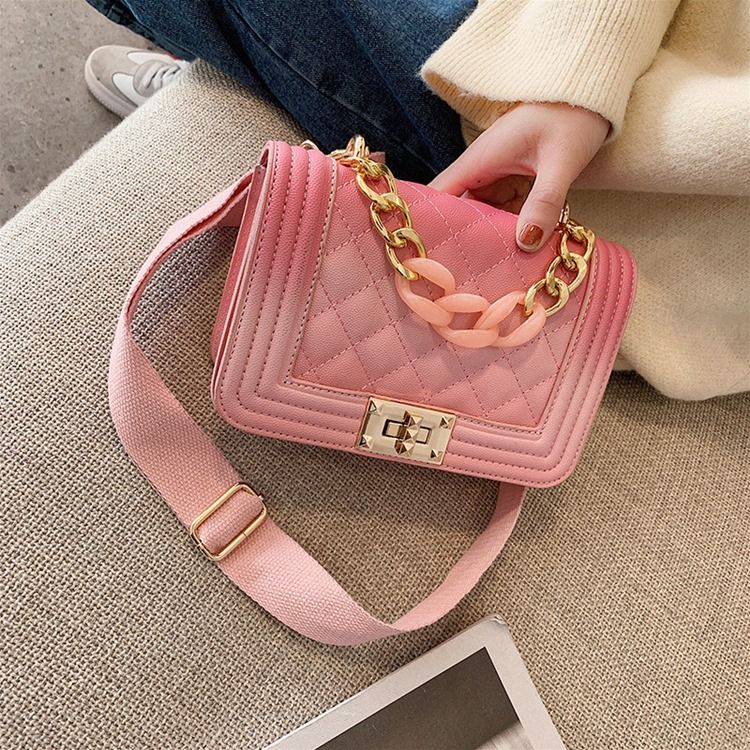 Rutiga Pu-Trådiga Fyrkantiga Crossbody-Väskor