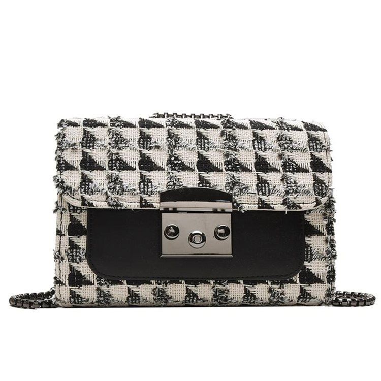 Rutigt Lås Pu Rektangulära Crossbody-Väskor