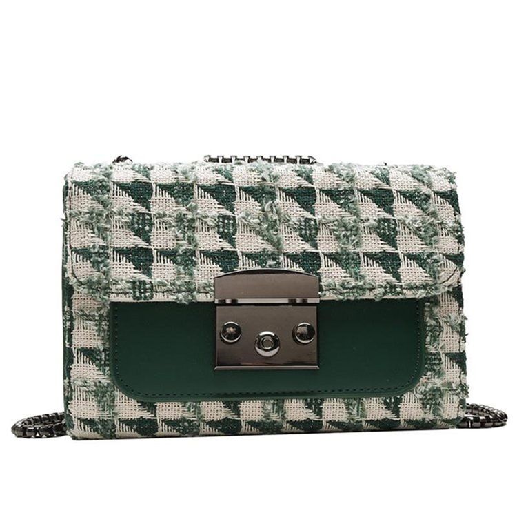Rutigt Lås Pu Rektangulära Crossbody-Väskor