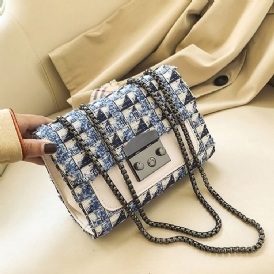 Rutigt Lås Pu Rektangulära Crossbody-Väskor