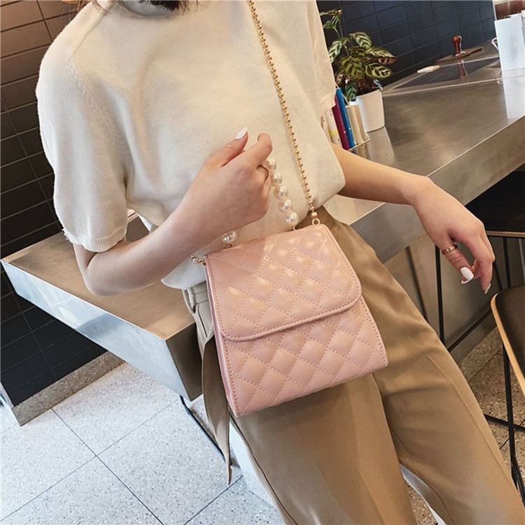 Rutigt Pu Quiltat Foder Fyrkantiga Crossbody-Väskor