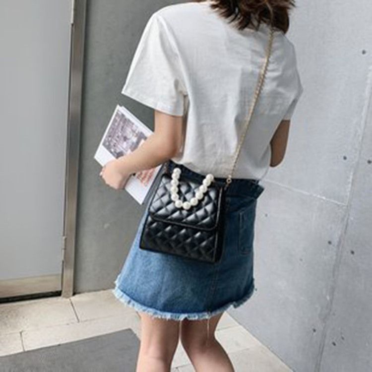 Rutigt Pu Quiltat Foder Fyrkantiga Crossbody-Väskor