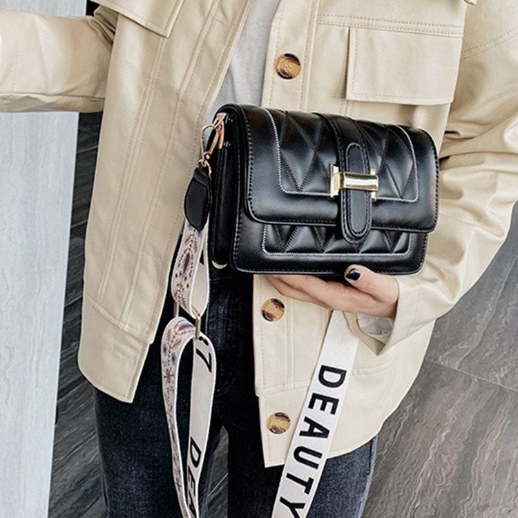 Rutigt Quiltat Foder Pu Rektangulära Crossbody-Väskor