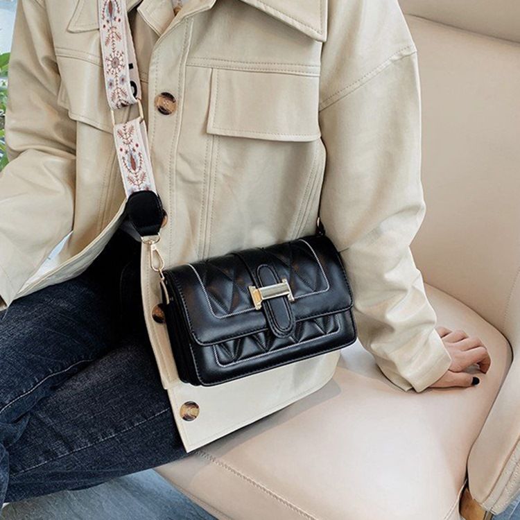Rutigt Quiltat Foder Pu Rektangulära Crossbody-Väskor