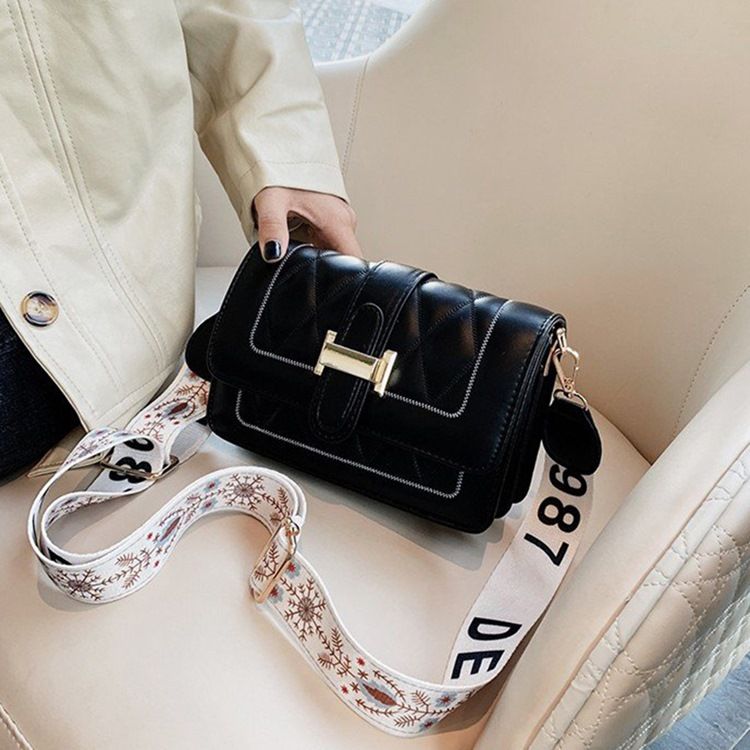 Rutigt Quiltat Foder Pu Rektangulära Crossbody-Väskor