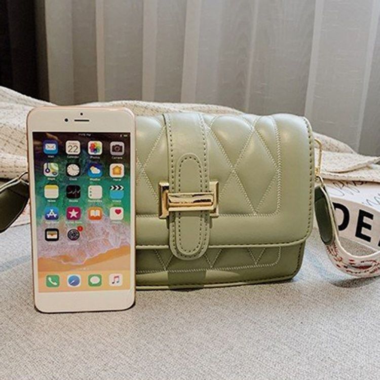 Rutigt Quiltat Foder Pu Rektangulära Crossbody-Väskor