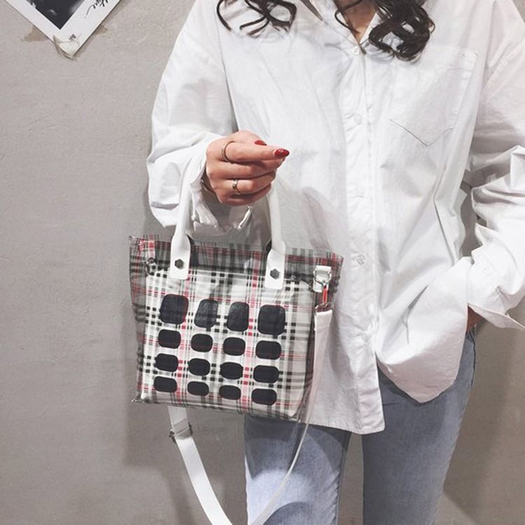 Rutigt Tryck Fatformade Crossbody-Väskor