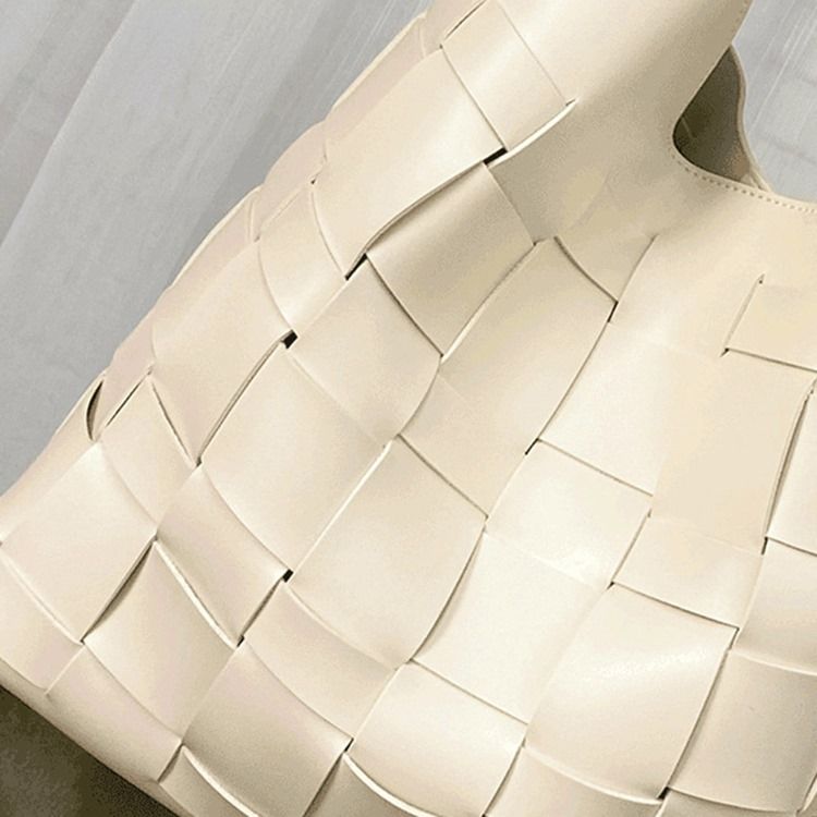Stickade Pu-Rutiga Fatformade Axelväskor
