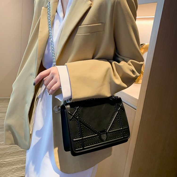 Tråd Pu Geometric Flap Crossbody-Väskor