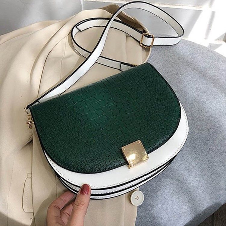 Tråd Pu Sadel Tvåfärgad Crossbody-Väska