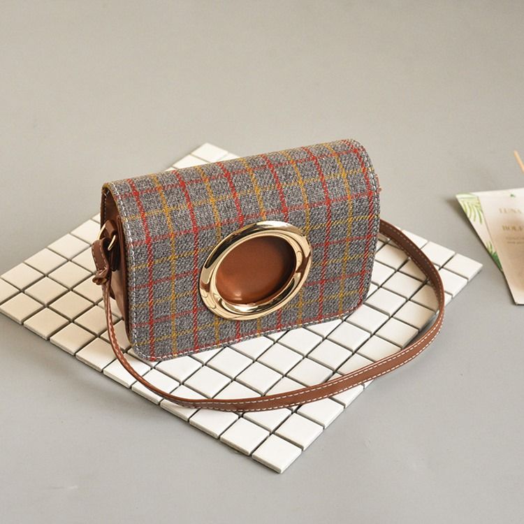 Trendig Rutig Crossbody-Väska För Kvinnor