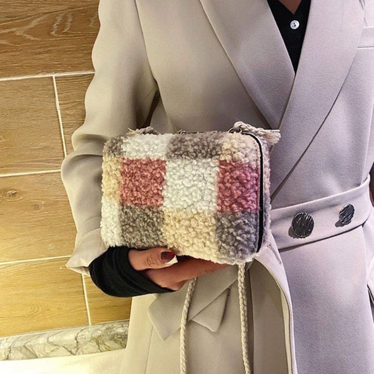 Ullblandningar Pläd Patchwork Flap Crossbody-Väskor