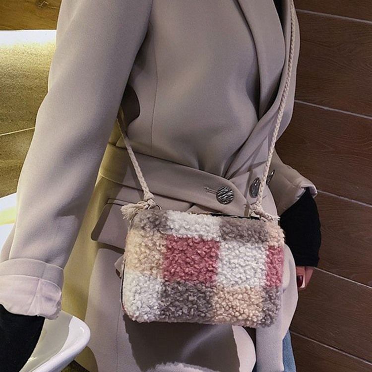 Ullblandningar Pläd Patchwork Flap Crossbody-Väskor