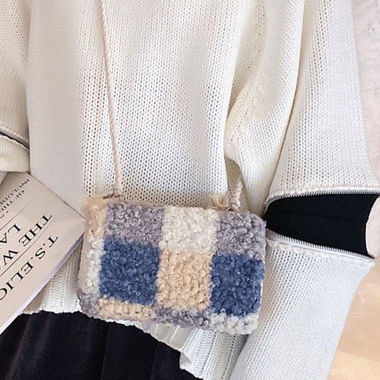 Ullblandningar Pläd Patchwork Flap Crossbody-Väskor