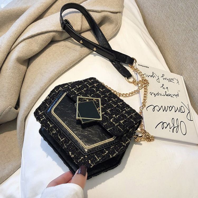 Ullblandningar Rutiga Kedja Crossbody-Väskor