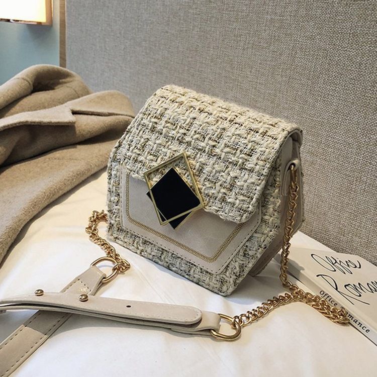 Ullblandningar Rutiga Kedja Crossbody-Väskor