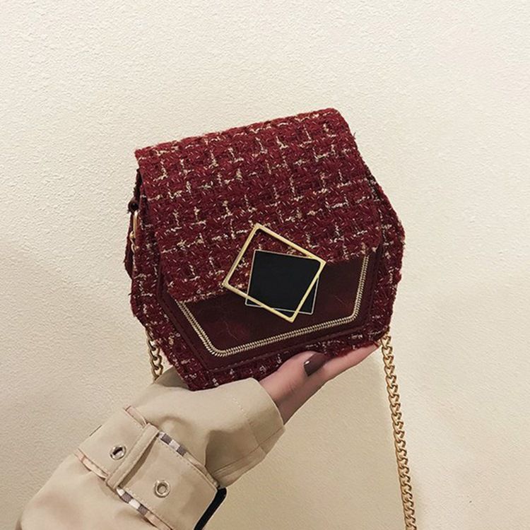 Ullblandningar Rutiga Kedja Crossbody-Väskor