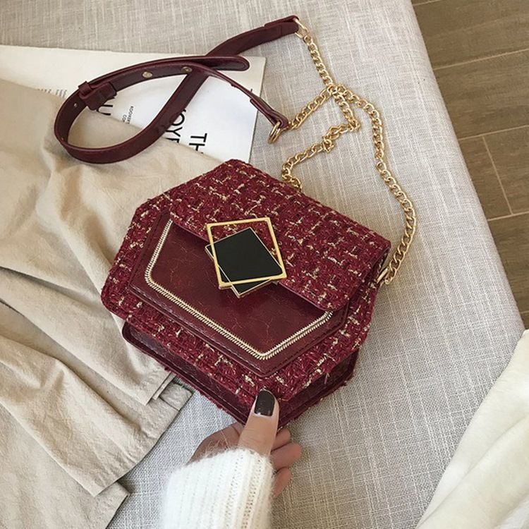 Ullblandningar Rutiga Kedja Crossbody-Väskor