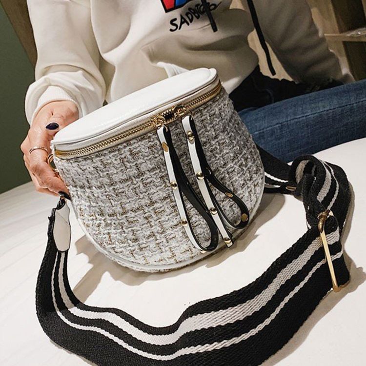 Ullblandningar Rutiga Sadel Crossbody-Väskor