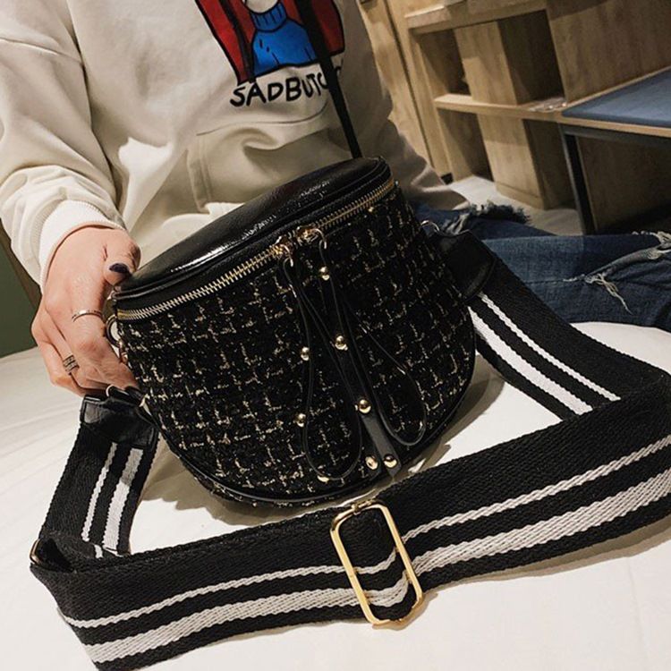 Ullblandningar Rutiga Sadel Crossbody-Väskor