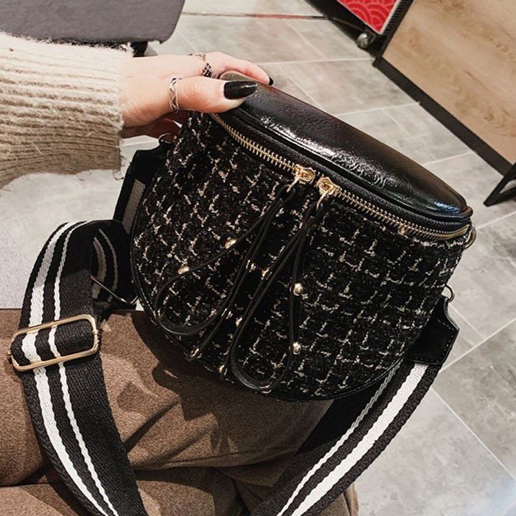 Ullblandningar Rutiga Sadel Crossbody-Väskor