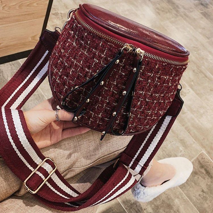 Ullblandningar Rutiga Sadel Crossbody-Väskor