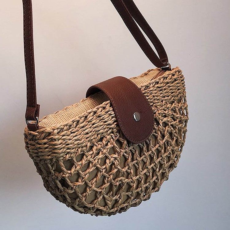 Vanlig Grässtickad Sadel Crossbody-Väska