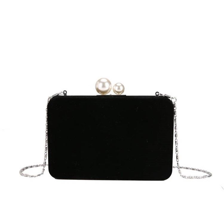 Vanlig Velour Chain Flap Crossbody-Väska