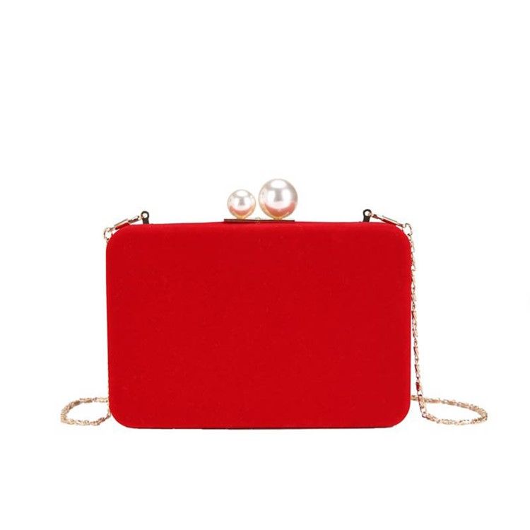 Vanlig Velour Chain Flap Crossbody-Väska