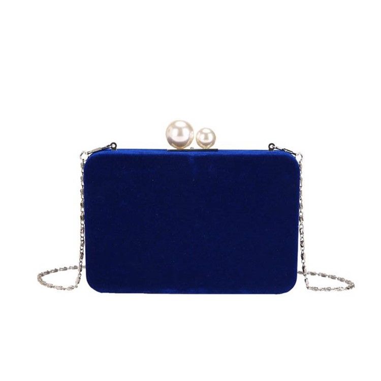 Vanlig Velour Chain Flap Crossbody-Väska