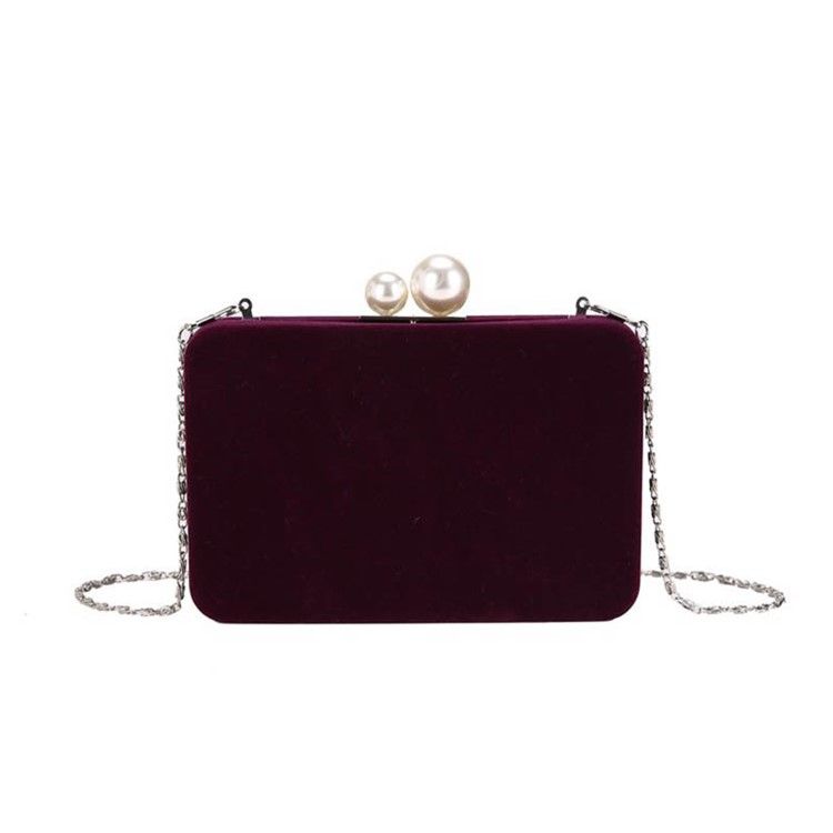 Vanlig Velour Chain Flap Crossbody-Väska